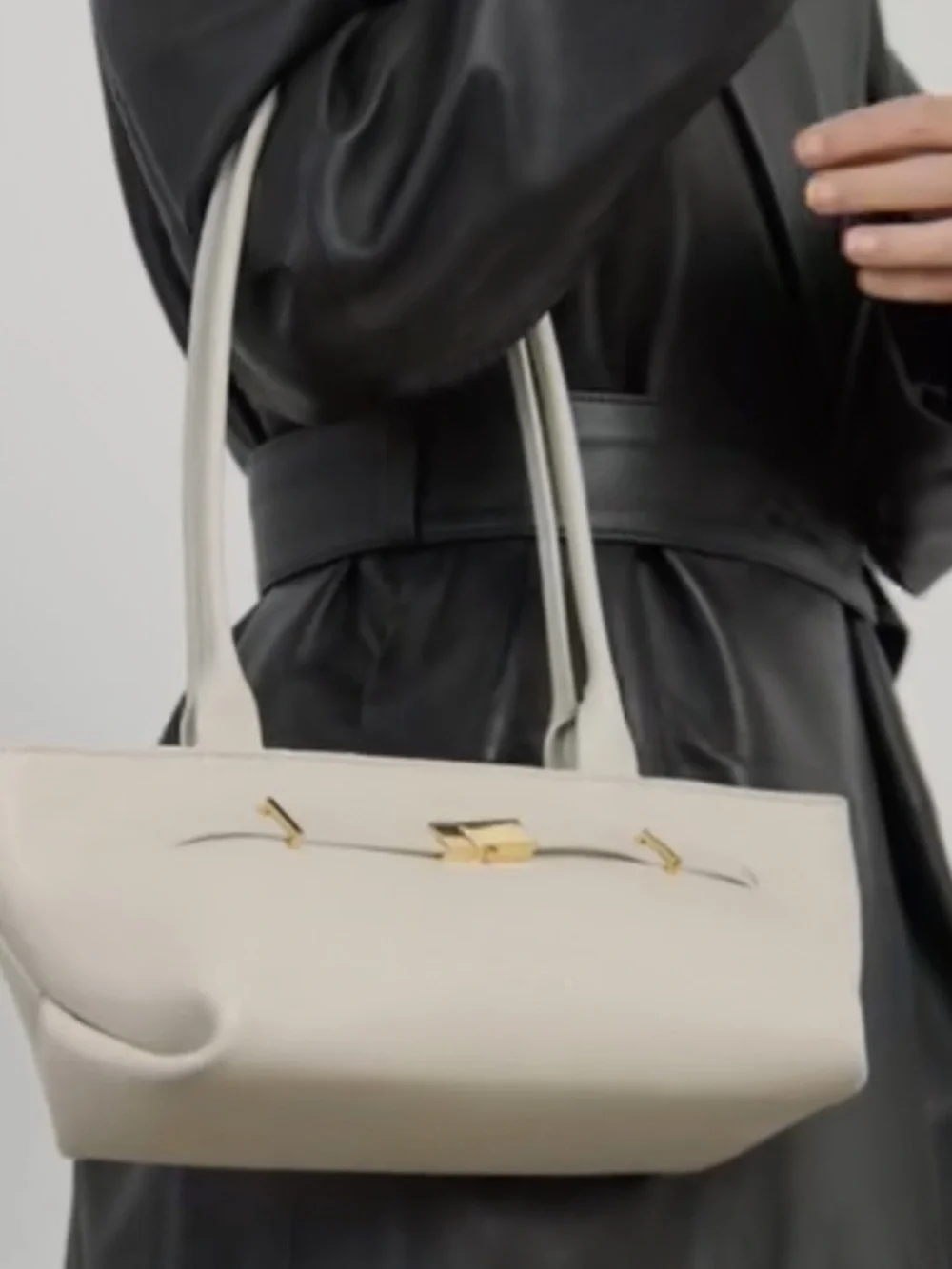 DeMellier London The New York Shoulder Bag Chalk White Grained Leather NWT